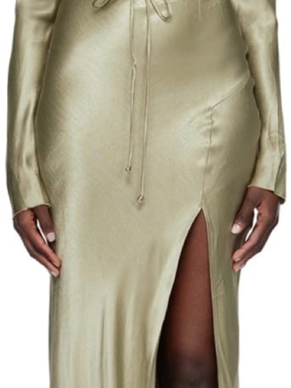 Bec & Bridge Olive Green Long-Sleeve Draped Maxi Dress